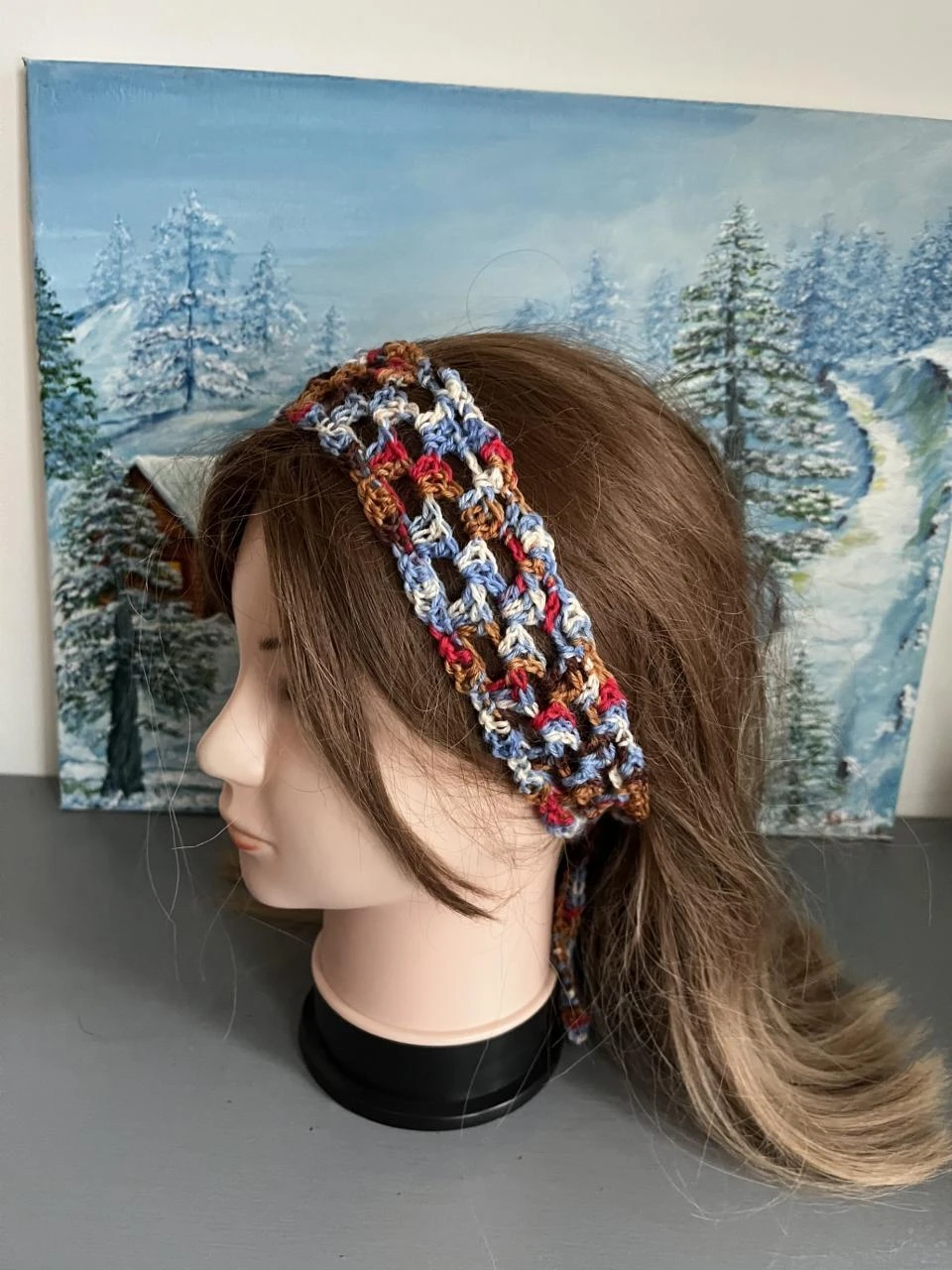 Headband Headband Forehead Band Hoofdband Venda Wool Blue White Red Tail – photo 3